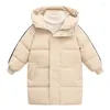 Manteau d'hiver en duvet pour enfants, veste rembourrée en coton, épaisse à manches longues, à capuche, pour garçons et filles, 2024