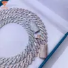 Mode-sieraden ketting 15 mm sterling zilver Vvs Lab Diamond Ice aangepaste hiphop Moissanite Cubaanse ketting