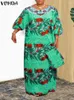 Casual Dresses Women Bohemian Printed Maxi Dress 2024 Fashion Vintage 3/4 Sleeve Party Vestido Vonda Sexig Lantern Long Robe Femme Beach