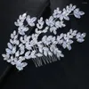 Hair Clips Stonefans Luxury Zircon Bridal Leaf Comb Headband For Women 2024 Elegant Jewelry Full CZ Wedding Headpiece Head Accessories