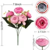 Flores decorativas 30cm rosa seda peônia buquê artificial 5 cabeças grandes falso para casa de luxo decoração casamento acessórios interiores