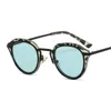 Zonnebril Mode Cat Eye Dames Luxe Vintage Merk Designer Blauw Geel Tinten Brillen Heren Zonnebril met klein frame