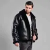 Avfly American Style Thickened Sheep Skin B3 Fur Jacket Mens Straight Flight Suit Leather 60AY