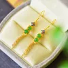 Boucles d'oreilles pendantes petites boucles d'oreilles exquises Super féeriques élégantes pompon Style rétro vêtements chinois accessoires Cheongsam Hetian Jade
