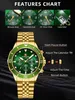 Belöning Fashion Mens Watches For Men Sport Wristwatch Waterproof Luminous Chronograph Wrist Watch 240130