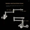 Kitchen Faucets Sink Mixer Faucet Taps 304 Stainless Steel Wall Double Hole 360 Rotating Folding Cold And Water