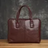 Портфели ZRCX из натуральной кожи, винтажная мужская сумка, портфель, мужские сумки на плечо, кофейная деловая модная сумка для ноутбука 14 дюймов