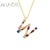 Allnoel 26 Bet Pendant Necklace Women 925 Sterling Silver Rainbow Colorful Crystal Initial Letter M K W F Gold Fine Jewelry 240127