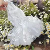 Abbigliamento per cani Vestiti adorabili per cuccioli di animali domestici Abiti da sposa bianchi Decorazioni con stampa floreale Gonna da principessa con fiocco per costumi di chihuahua di taglia piccola e media