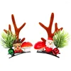 Dog Apparel 2PCS Hair Clips Christmas Puppy Bow Headwear Reindeer Horn Grooming Pet Accessories Supplies