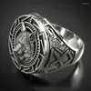 Bagues de cluster pour hommes 925 Vintage Wolf Totem Thai Silver Ring Mythologie nordique Viking Warrior Head