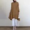 Blusas femininas 2024 blusa muçulmana manga longa casual mulheres topos islamismo para moda sólida dubai