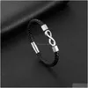 Charm Bracelets Infinity Bracelet Stainless Steel Symbol Hand-Woven Leather Jewelry Custom For Men Couple Gift Drop Delivery Dhcfe