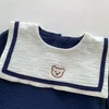 Conjuntos de ropa en otoño para niños, camisetas de manga larga con diseño de oso y líder Naval, pantalones cortos sólidos, conjunto de algodón para niños pequeños, 2 uds.