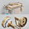 Bathroom Accessory Antique Brass Luxury Paper Holder Toilet Brush Rack Commodity Basket Shelf Soap Dish Towel Ring Hair Dryer 240123