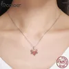 Hängen Bamoer 925 Sterling Silver Autumn Maple Tree Leaves Pendant Necklace For Women Luxury Jewelry Gift CC585