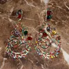 Boucles d'oreilles pendantes en strass brillant, Styles paon pour femmes, bijoux à la mode, accessoires de déclaration pour robe de dame