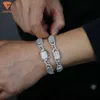 Nuovo Arrivo Gioelleria Raffinata E Alla Moda S925 di Alta Qualità 15 Millimetri Iced Out Vvs Moissanite Hiphop Dollaro Cubano Catena Del Braccialetto Della Collana Set