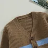 Enfant en bas âge bébé filles tricot Cardigan mignon rayé imprimé boutonné pull vêtements d'extérieur hauts pour enfants vêtements d'hiver pour enfants 240124
