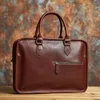 Briefcases NASVA Leather Men's Business Briefcase Casual Vintage Handbag Shoulder Messenger Bag Office Laptop 14 Inch