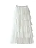 Skirts ZXRYXGS Selling 2024 Fashion Mesh Half Skirt Women's Clothing Versatile And Elegant Pleated Exquisite Long