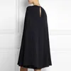 Vestidos de fiesta Yeezzi Moda femenina elegante vestido negro Traf Vintage Cape-Style Round-Cuello Noche Mini para mujeres 2024