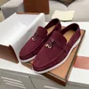 Designer Casual schoenen Loro Walk Charms verfraaide schoenen mannen suede loafers paar schoen echt lederen flat voor mannen platte jurk sneakers chaussure maat 35-46