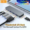 Dual USB-C Thunderbolt 4 8K 30HZ 40Gbps Opladen voor Microsoft Surface Pro 9 Hub 8 Docking Station Hd X