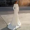 2024 Plus Size V-Neck Mermaid Wedding Dress Sexy Long Sleeves Beaded Satin Bridal Formal Gowns Vestidos De Novia Customed