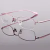 Lunettes de soleil Cadres 55-17-142 Lunettes pour femmes Pure Titanium Semi-Rimless Métal Grand cadre Myopie Ligne Prescription personnalisée