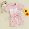 Kleidungssets Ginevsal Kleinkind Baby Mädchen Sommerkleidung Mamas Kaffee Date Outfit Kurzarm Shirt Tops Elastic Taille Shorts Set Set