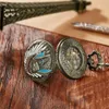 Pocket Watches 2024 Bronze Retro Mechanical Watch Alloy Case Seahorse Butterfly Octopus Bamboo Automatic
