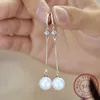 Dangle Earrings S925 Sterling Silver Pearl Women's Long 2024 Earbuds Circle Tassels Hypoallergenic Jewelry