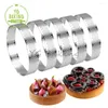 Baking Moulds 4/6/8 Pcs Stainless Steel Circular Tart Ring French Dessert Perforated Fruit Pie Quiche Cake Mousse Mold Kitchen Mould