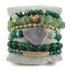 Strand RH Fashion Böhmen smyckedesigner Gemstone pärlstav armband set druzy charm 6 st stack armband set för kvinnor gåva