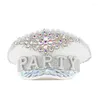 Bérets de luxe strass femmes mariage mariée capitaine chapeau argent militaire sergent poule Festival fête d'anniversaire