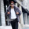 Mens Fur Coat with a Lapel Collar and Faux Designer for Short N9XN