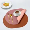 Bordmattor Oval Pu Placemats för att äta tvåsidiga lädertexturer Designade icke-halkoljesäker vattenvärmningsbeständig placemat