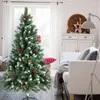 Decorazioni natalizie 1,8 m Albero di bacche denso di foglie con bacche Modello di finestra con scena di neve Delicato