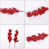 Kwiaty dekoracyjne 6 szt. Choinka sztuczne jagody Dork Home Decor Berry Stem Iron Wire Red