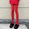Kvinnors strumpor anti-krok röda strumpbyxor strumpor elastiska sömlösa tights höga midja leggings häl