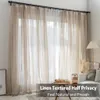 Tende in tulle bianco di lino marrone per soggiorno camera da letto pannello per finestra tenda trasparente in voile di lusso in tulle 240118