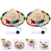 Dog Apparel Hawaiian Costume Pet Straw Hats Adjustable Chin Strap Cute Sun Hat Funny Mexican Party Po Prop Sombrero