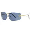 Ontwerper Miui-zonnebril Nieuwe mode-zonnebril Frameloze Instagram Populaire dameswindschermen Metalen zonnebril