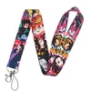 19colors demon slayer Keychain ID Credit Card Cover Pass Mobile Phone Charm Neck Straps Badge Holder Keyring Accessories