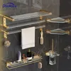 DOOKOLE Bathroom Hardware Set Gold Bath Accessories Wall Mounted Towel RackTowel BarToilet BrushTowel HooksPaper Holder 240123