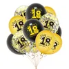 Parti dekorasyonu 12pcs12 inç Yetişkin Töreni İlk Doğum Günü Balon Uzun Ömürlü Yaşlı Siyah Altın Konfeti Metalik