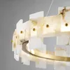 Pendelleuchten Postmoderner Vollkupfer-Kronleuchter Wohnzimmer Chinesisches Design Kreatives minimalistisches Esszimmer Schlafzimmer Natürliche Marmorlampe