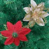 Fiori decorativi 5 pezzi 14 cm Decorazioni per l'albero di Natale Home Glitter Fiore artificiale finto Ornamenti di Natale Navidad Anno Deco