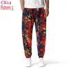 Calças masculinas moda tradicional nação impressão algodão linho corredores homens hip hop harem calças homens hippie casual streetwear sweatpants